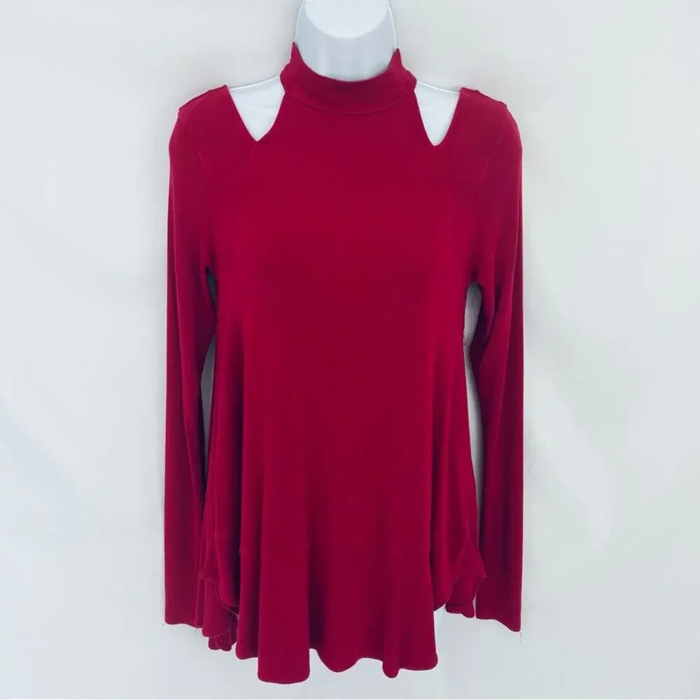 Free People Red Long Sleeve Tunic Size X-Small